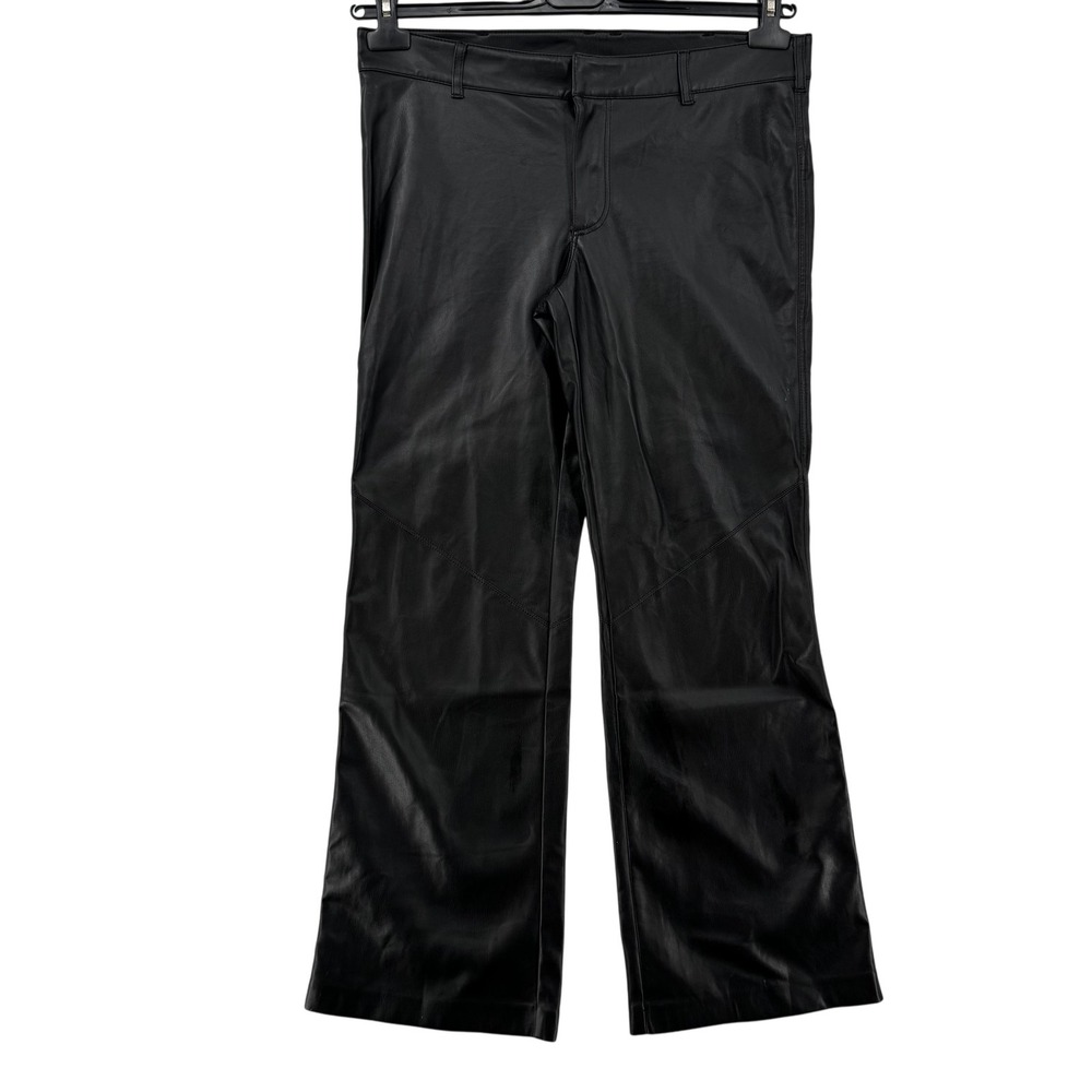 Free People Womens 10 Black‎ Faux Leather Bootcut Flare High Rise Pants P1070